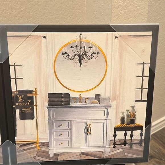 Crystal Luxe Bath Time With Louis Vuitton 2-PC Framed Canvas Wall Decor - Picture 9 of 13